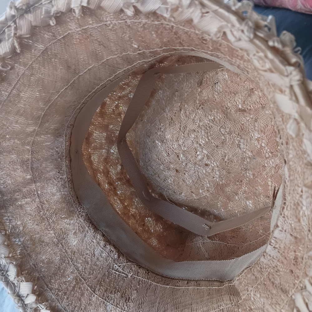 Exquisite Vintage 1950s-60s Cream Textured Woven Hat w/Original Box - Picture 6 of 12